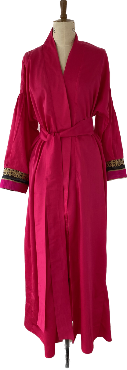 Beautiful  Dressing  Gown in Coton Satin with Silk cuff details