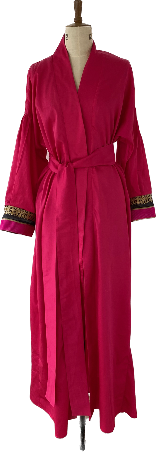 Beautiful  Dressing  Gown in Coton Satin with Silk cuff details
