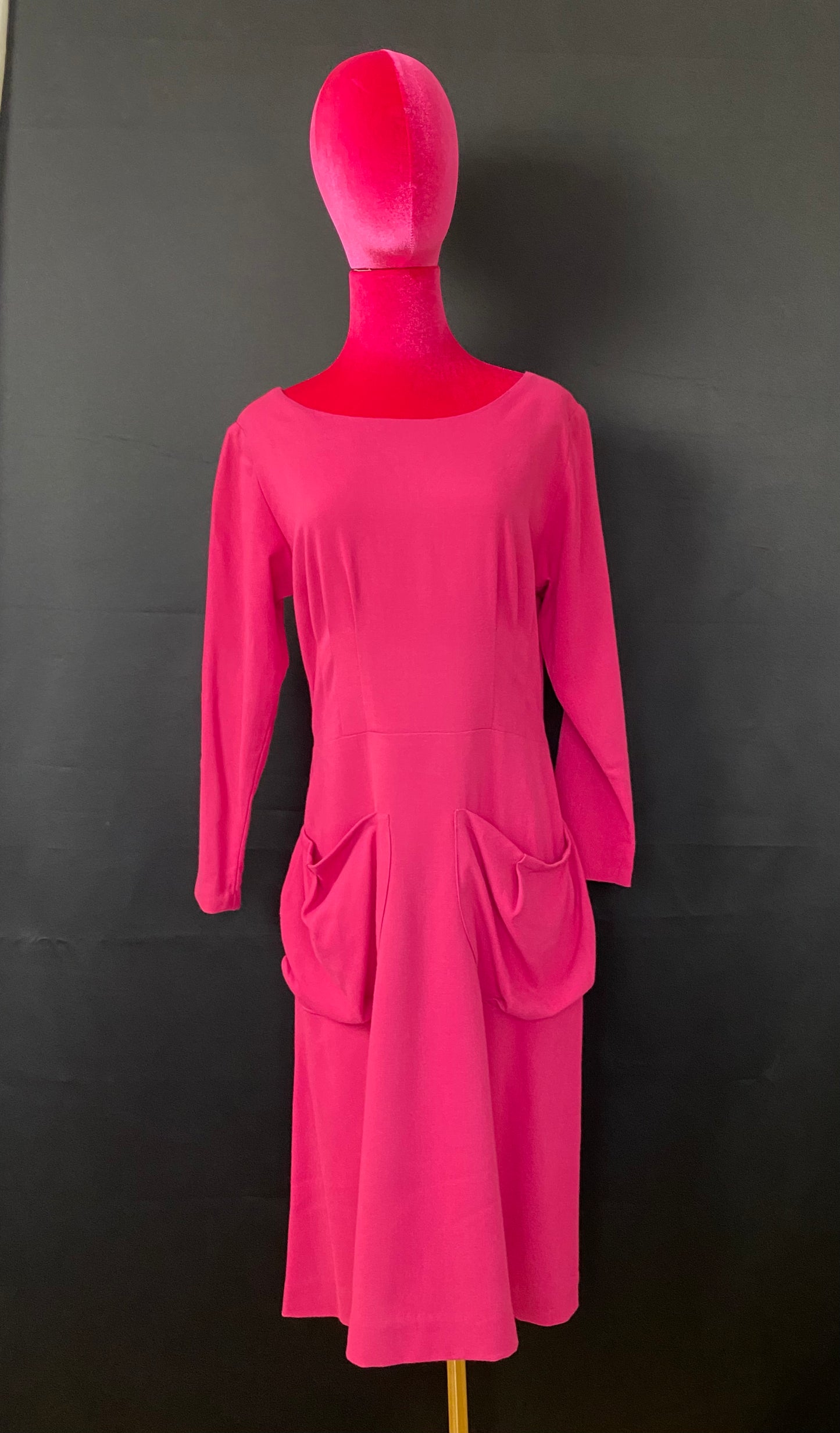 Vintage  inspired  Pink Dress with Pockets .Work Dress day dress