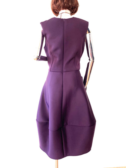 Neoprine,Winter,Purple Dress,Dress With Oversized Pockets Buble Dress