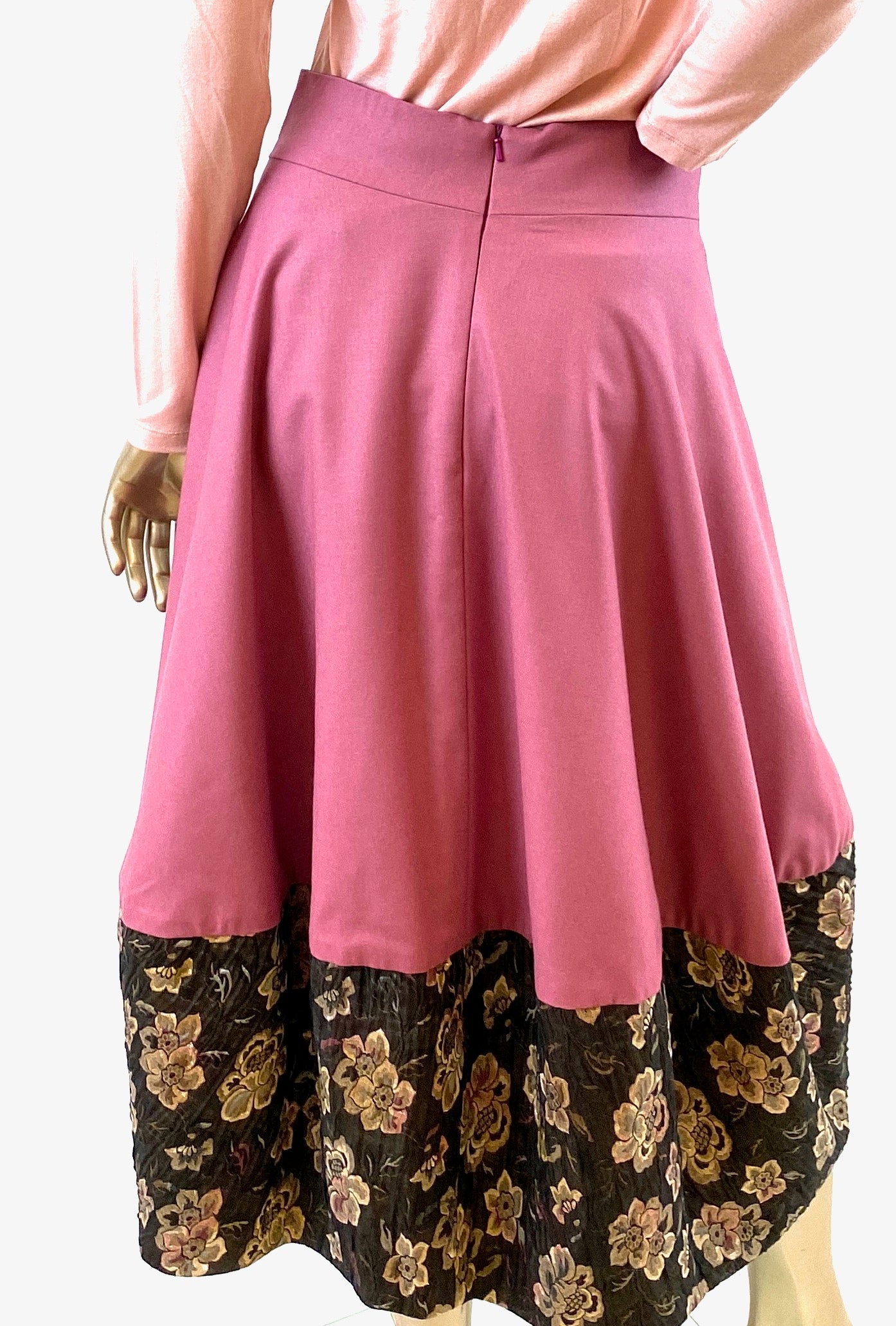 Bubble style/Tulip skirt made with wool /cshmire blend & brocade panel