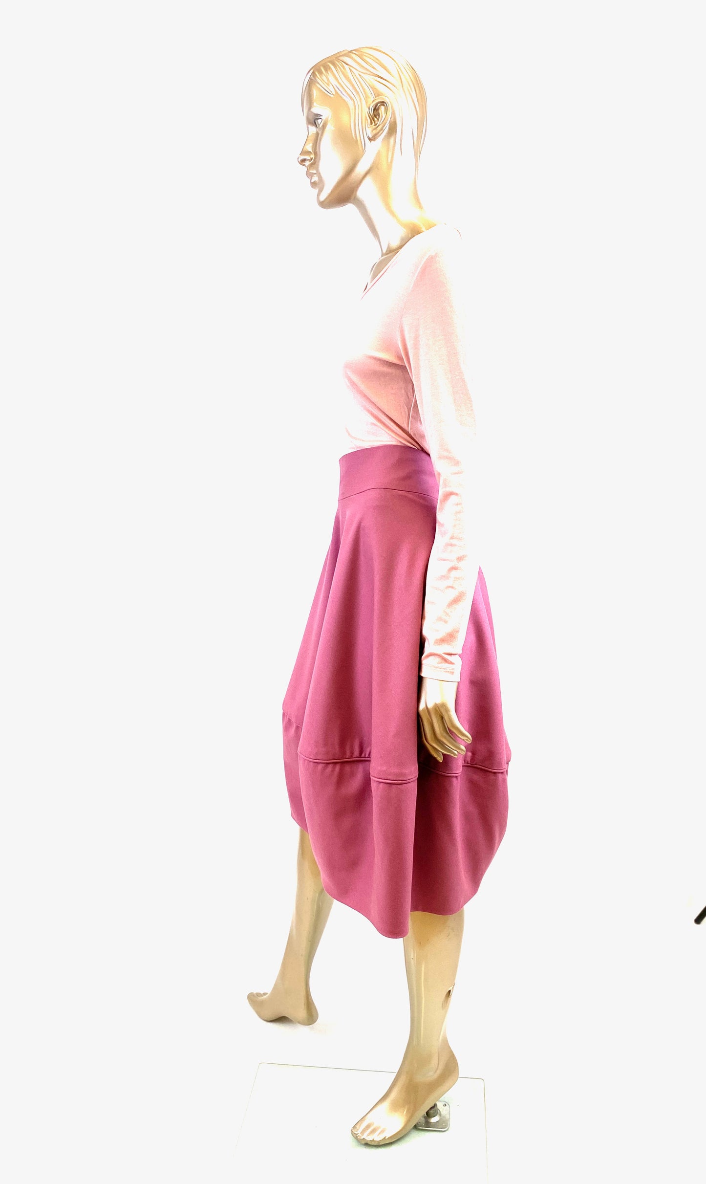 Buble /Tulip style Skirt in Soft /Dusky pink wool cashmire fabric