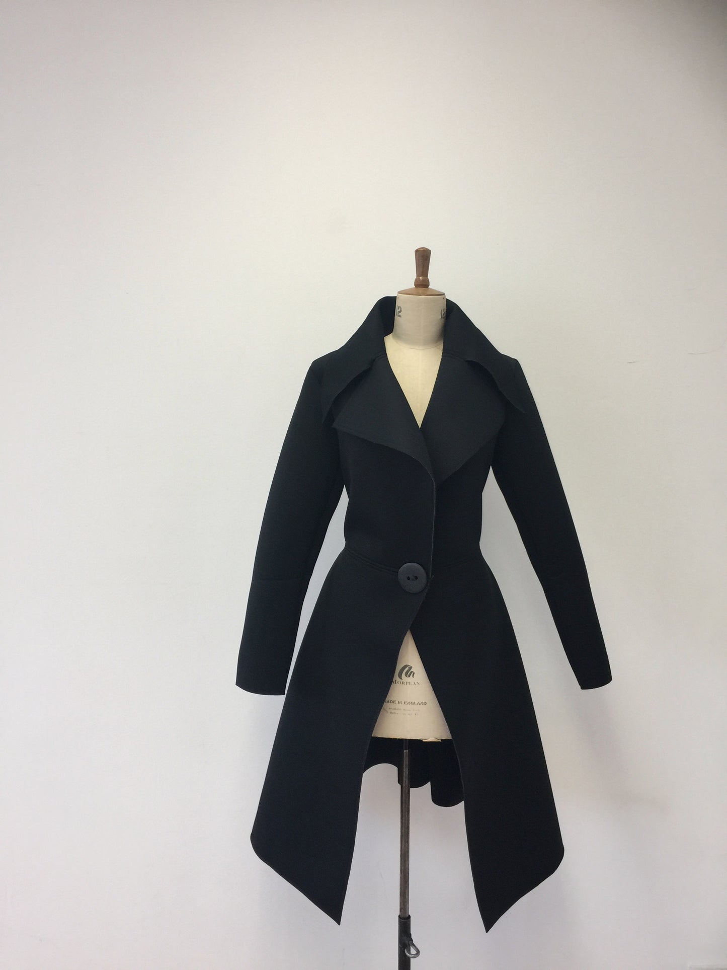 Black Neoprine Coat,Flare coat