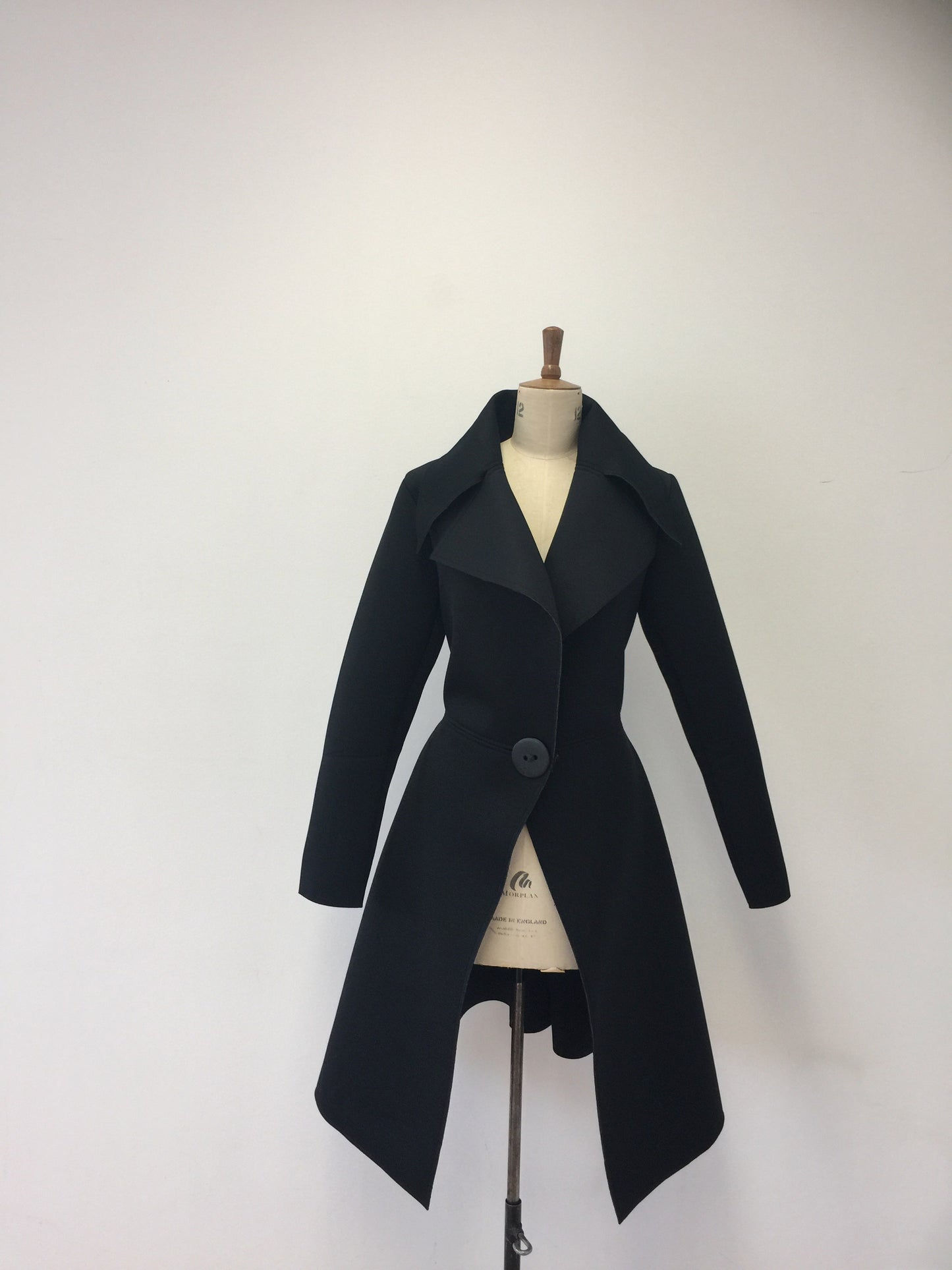 Black Neoprine Coat,Flare coat